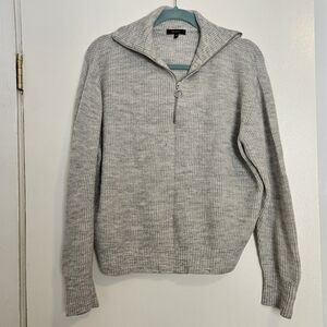 Quince wool alpaca blend quarter zip sweater light heather grey M
